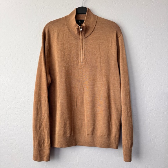 Banana Republic Mens XL 100%‎ Merino Wool Half Zip Pullover Sweater Brown - Picture 1 of 6